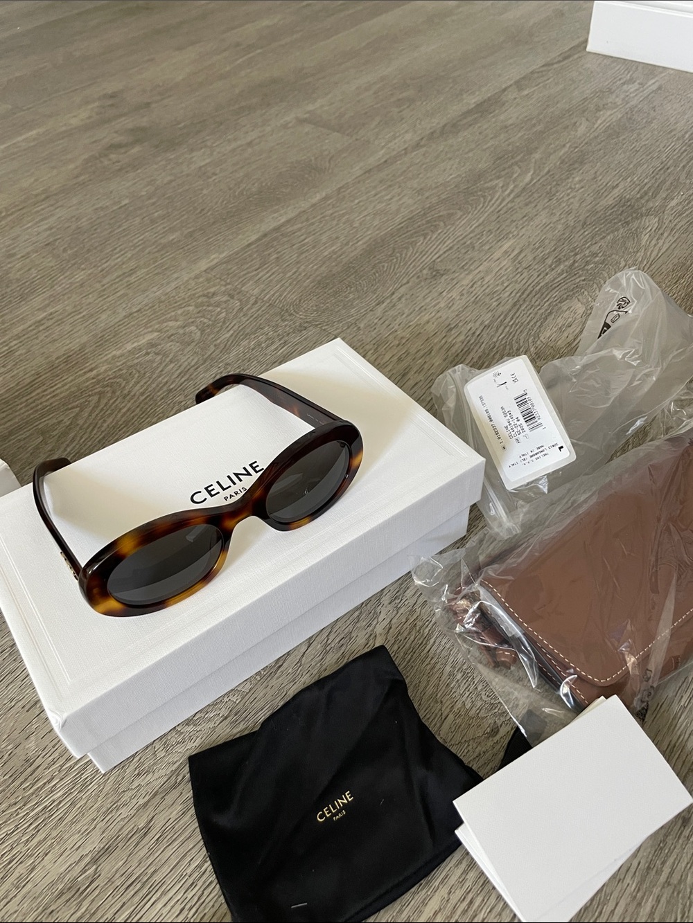 Celine Triomphe Havana Tortoiseshell Frame Sunglasses with Black Lenses